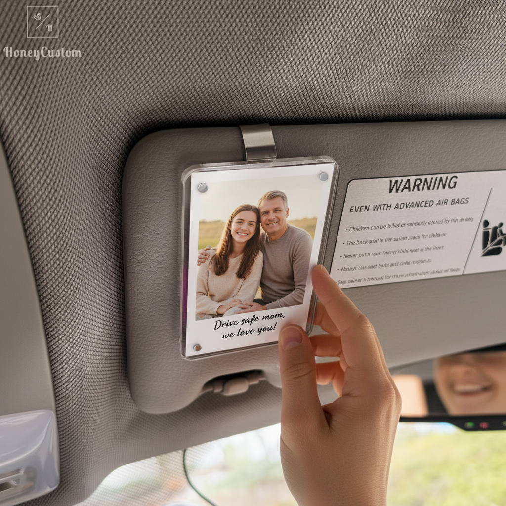 Personalized Photo Car Visor Clip – Custom Drive Safe Gift for Couples, Family & Loved Ones - Printed Tales
