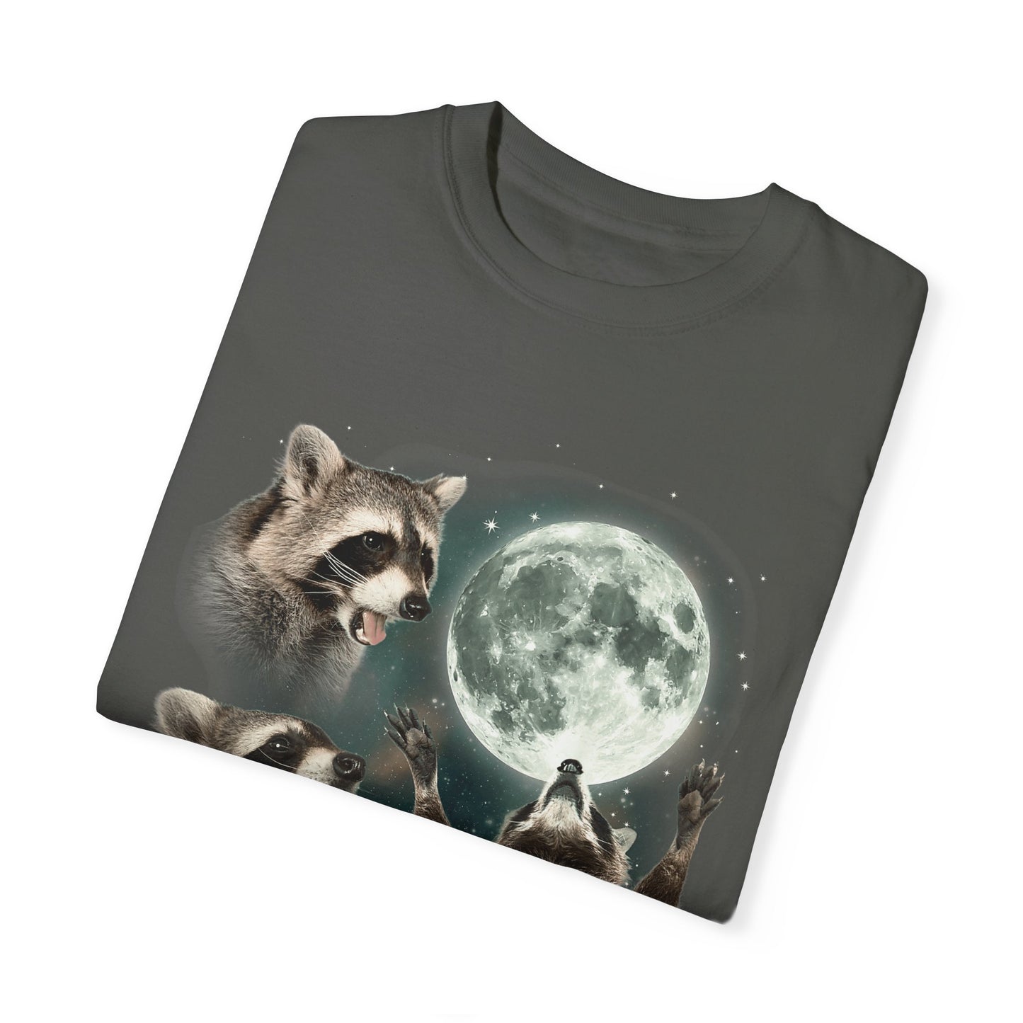 Three Raccoons Howling at the Moon Vintage Retro T-Shirt - Printed Tales