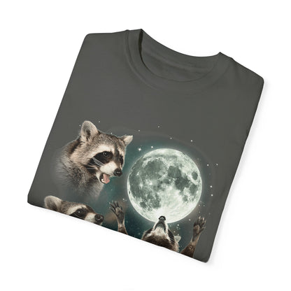 Three Raccoons Howling at the Moon Vintage Retro T-Shirt - Printed Tales