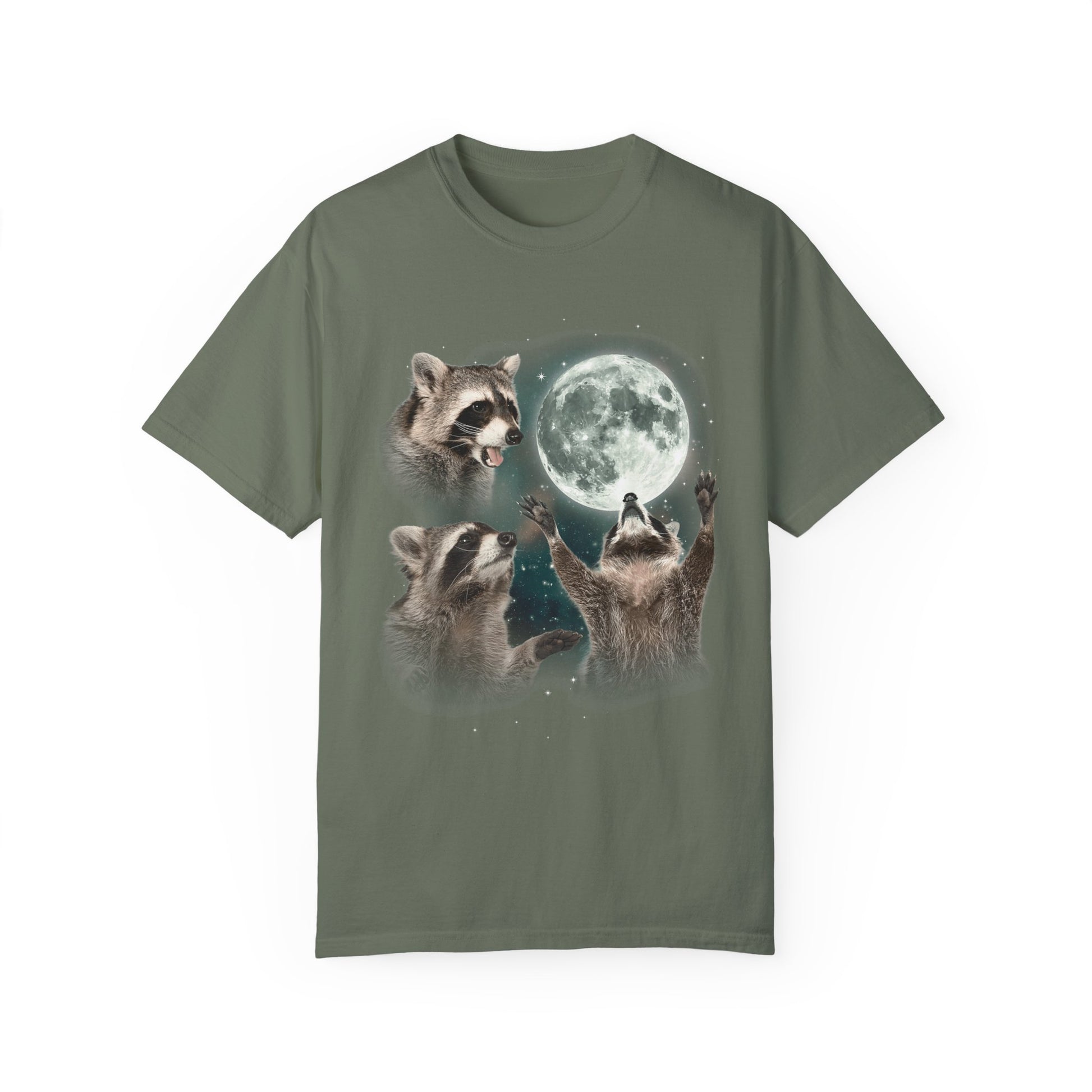 Three Raccoons Howling at the Moon Vintage Retro T-Shirt - Printed Tales