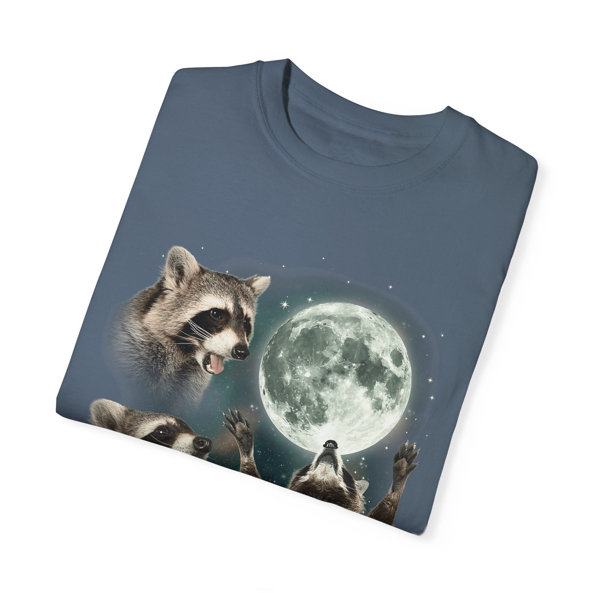 Three Raccoons Howling at the Moon Vintage Retro T-Shirt - Printed Tales