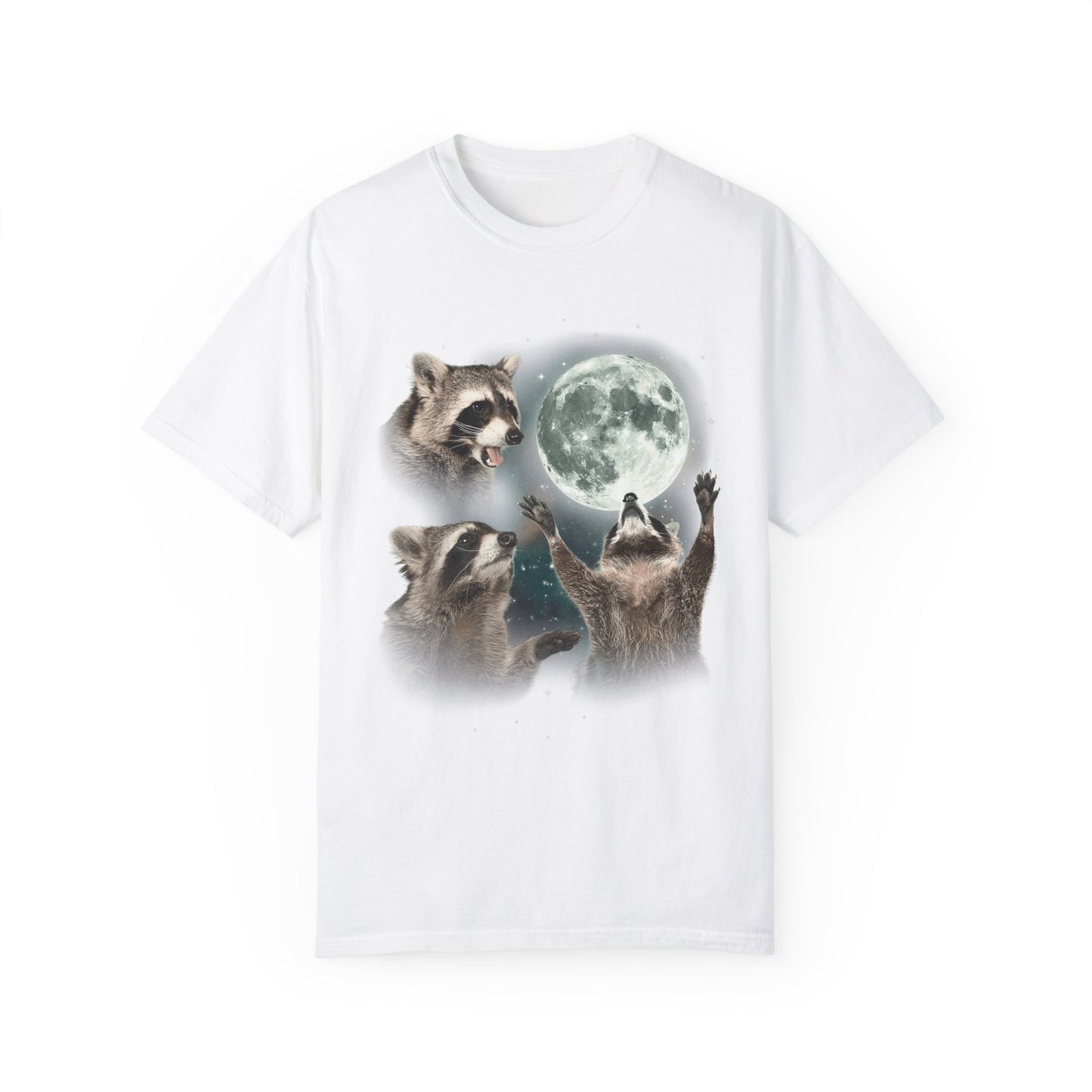 Three Raccoons Howling at the Moon Vintage Retro T-Shirt - Printed Tales