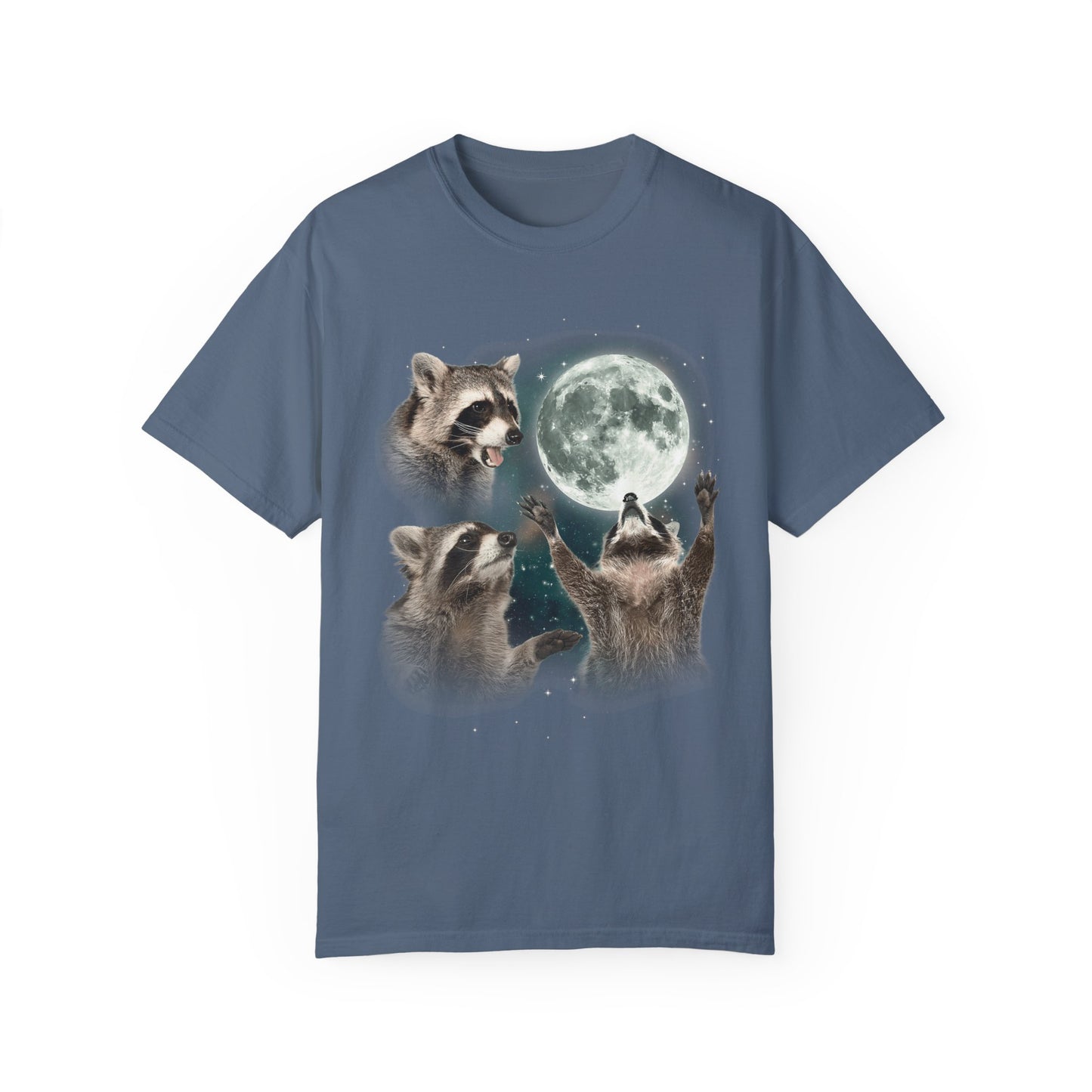 Three Raccoons Howling at the Moon Vintage Retro T-Shirt - Printed Tales
