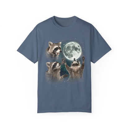 Three Raccoons Howling at the Moon Vintage Retro T-Shirt - Printed Tales