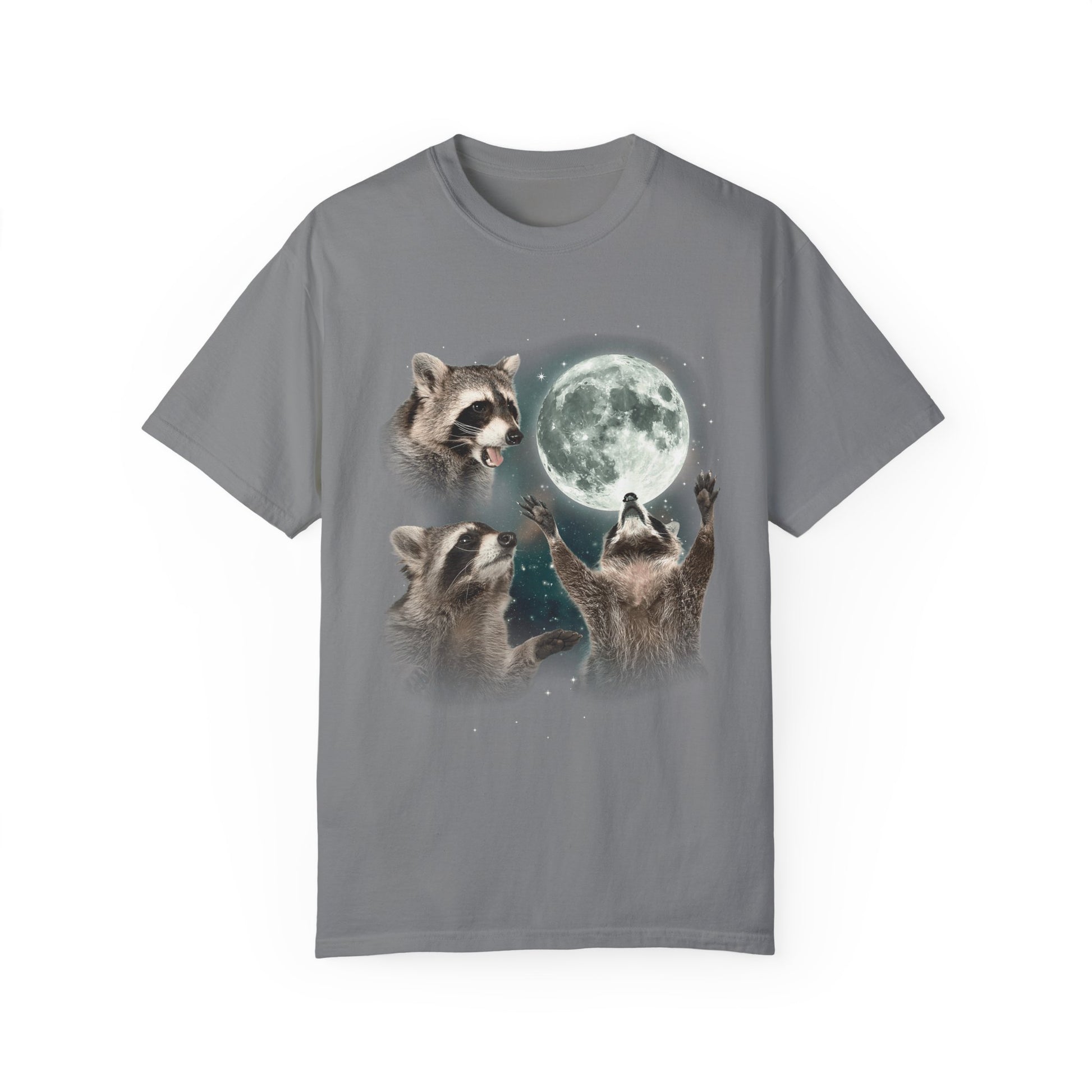 Three Raccoons Howling at the Moon Vintage Retro T-Shirt - Printed Tales