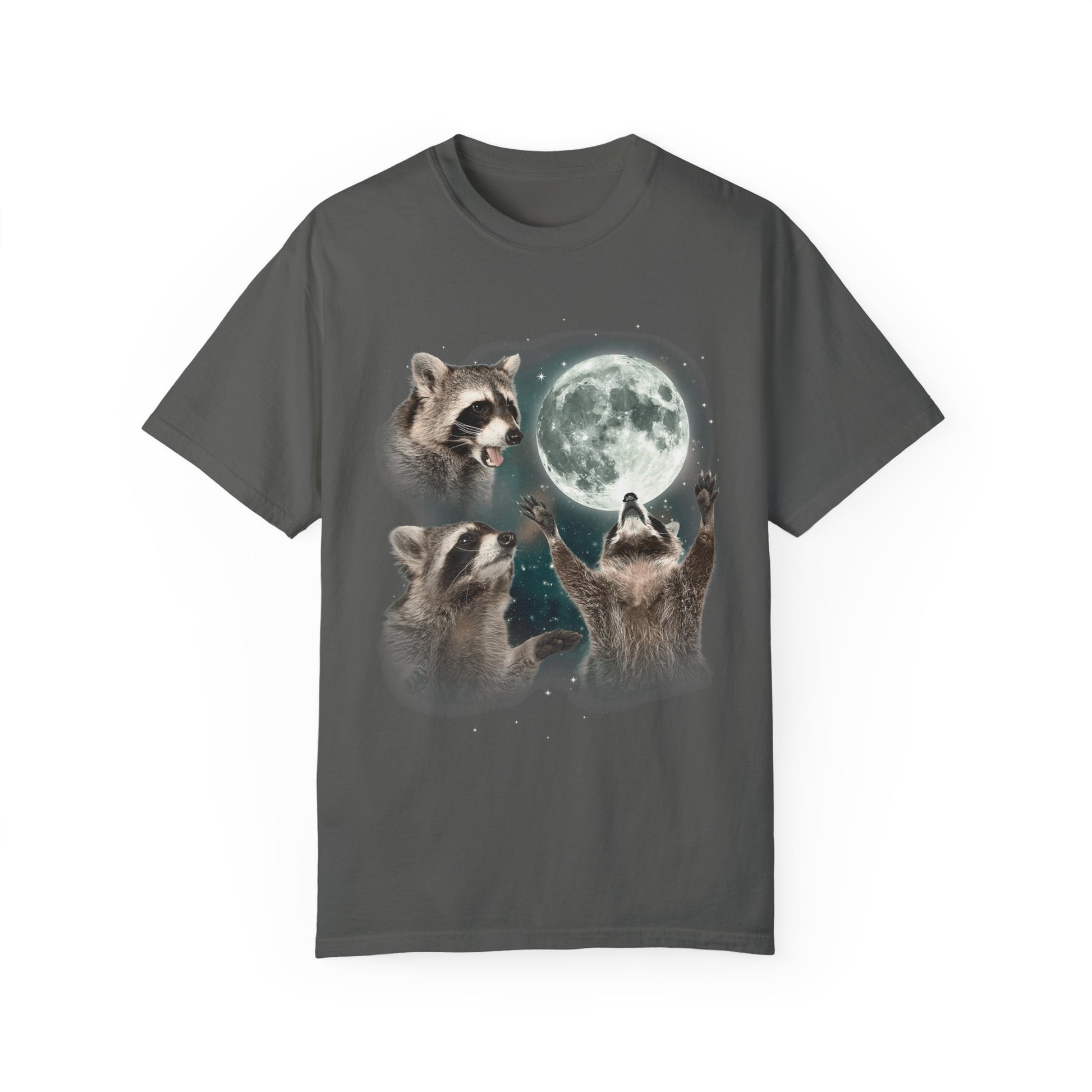 Three Raccoons Howling at the Moon Vintage Retro T-Shirt - Printed Tales