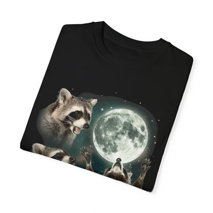Three Raccoons Howling at the Moon Vintage Retro T-Shirt - Printed Tales