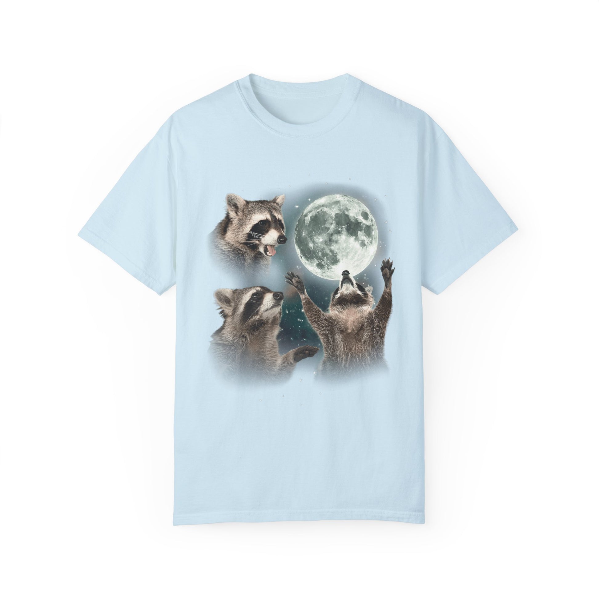 Three Raccoons Howling at the Moon Vintage Retro T-Shirt - Printed Tales