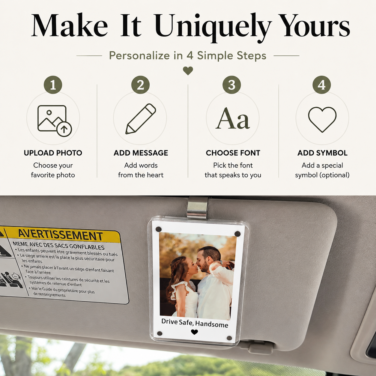 Personalized Photo Car Visor Clip