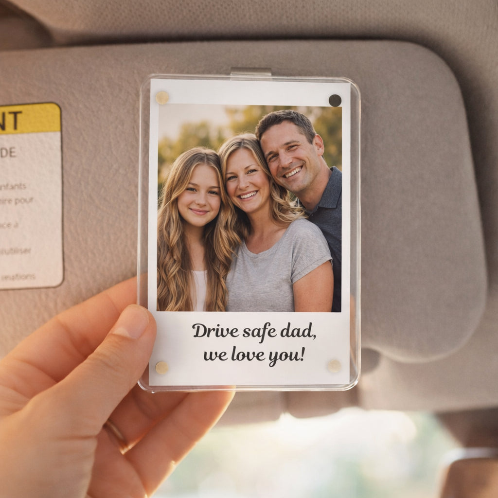 Personalized Photo Car Visor Clip – Custom Drive Safe Gift for Couples, Family & Loved Ones - Printed Tales